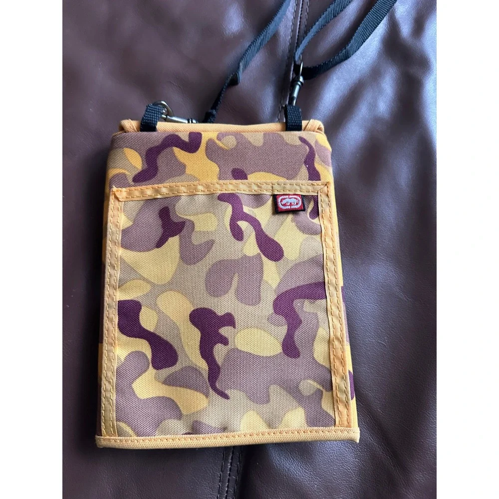 Ecko Unltd Complex Yellow Camo Neck Wallet‎ Crossbody Bag Streetwear Tactical